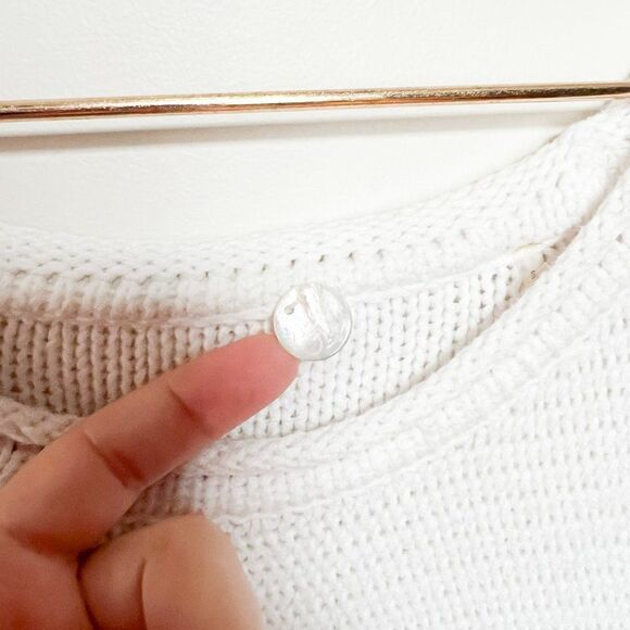 Margaret O'leary White Cut Out Sleeve Knit Sweater - Picture 3 of 9